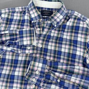 Charles Tyrwhitt Shirt Mens Medium‎ Blue Plaid Button Up Weekend Slim Fit Casual